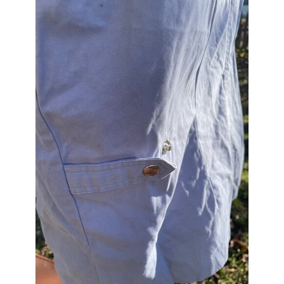 Size XL Sleeveless Light Blue Utility Vest Zip Pockets Snap Button 100% Cotton - Picture 8 of 10